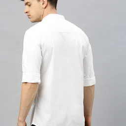 fubar Men Slim Fit Solid Mandarin Collar Casual Shirt image 4