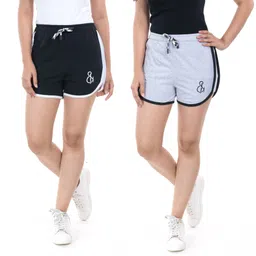 styleaone Pack of 2 Self Design Women Black, Grey Hotpants, Night Shorts, Gym Shorts, Cycling Shorts, Running Shorts, Sports Shorts-picture-36