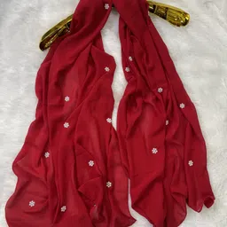 qalb luxuria Self Design Georgette Women Red Stole image 3