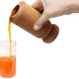 wild bhalu Vijaysar Herbal Tumbler Sugar Control Glass (90 ml, Wood, Brown) Glass Water/Juice Glass image 2