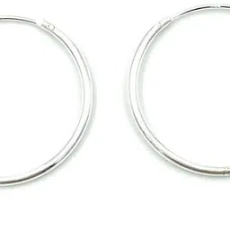 vrindam jewellers 925 Silver Plain Bali Earrings for Girls & Women | 20MM | Lightweight Sterling Silver Stud Earring image 1