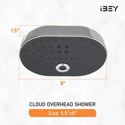 ibey Oval ABS Overhead Shower Head | Durable & Lightweight | Wide Spray Design Fixed Mount image 4