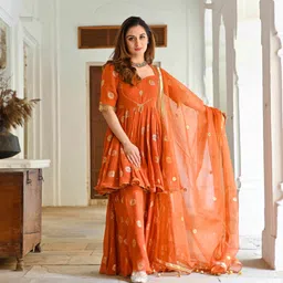 palki fashions Women Viscose Rayon Kurta Sharara Dupatta Set image 4