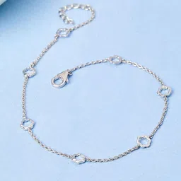 Mia by Tanishq Polished Petite 93 KT Silver-Plated Link Single Anklet-picture-12