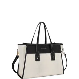LA ELLORE Women Solid White and Black Vegan Leather Tote Bag-picture-40