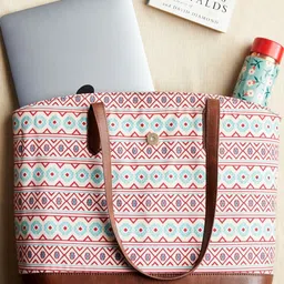 TEAL BY CHUMBAK Ethnic Motifs Printed Structured Tote Bag image 1