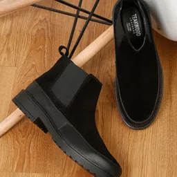 Teakwood Leathers Men Heeled Suede Mid-Top Chelsea Boots-picture-13