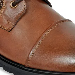 Allen Cooper Men Brown Solid Leather High-Top Flat Boots image 5