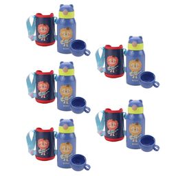 Kuber Industries Blue & Red Set of 5 Stainless Steel Printed Water Bottle-picture-33