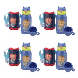 Kuber Industries Blue & Pink Set of 4 Stainless Steel Printed Water Bottle-picture-24