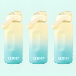 Kuber Industries Yellow & Blue Set of 3 Plastic Printed Water Bottle-picture-35