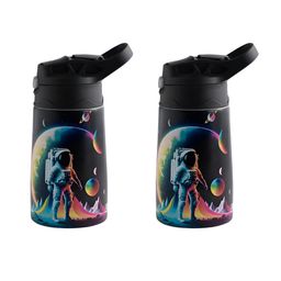 Kuber Industries Black & Blue Set of 2 Stainless Steel Printed Water Bottle-picture-32