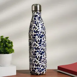 Living scapes by Pantaloons Blue & White Stainless Steel Printed Water Bottle 750ml-image-98