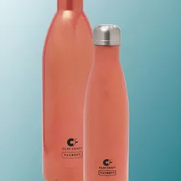 CLAY CRAFT Orange 2 Pieces Stainless Steel Solid Double Wall Vacuum Water Bottles-image-99