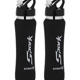 STRAUSS Black 2 Pieces Stainless Steel Solid Water Bottle-image-63