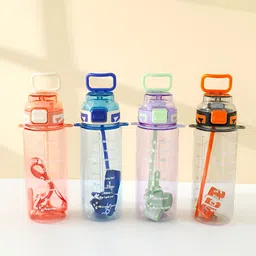 Kuber Industries Pink Single Plastic Printed Water Bottle image 2