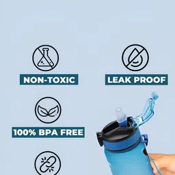 Kuber Industries Blue & Purple Set of 5 Plastic Printed Water Bottle image 2