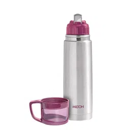 Milton Pink Glassy 750 Thermosteel 24 Hours Hot & Cold Bottle with Drinking Cup Lid 750 ml image 2