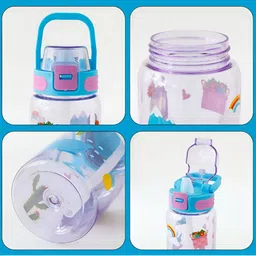 Kuber Industries Blue & White Single Plastic Printed Water Bottle image 2