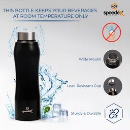 Speedex Black Single Stainless Steel Solid Water Bottle image 4