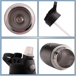 Kuber Industries Black & Blue Single Stainless Steel Printed Water Bottle image 2