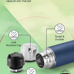 Pexpo FLAMINGO Navy Blue Solid Steel Flask Water Bottle With Jacket 500ml image 2