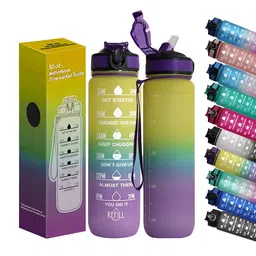 WELOUR Purple & Yellow Printed Water Bottle image 3