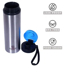 Kuber Industries Silver-Toned Set Of 2 BPA Free Stainless Steel Water Bottle 750 ml Each image 2