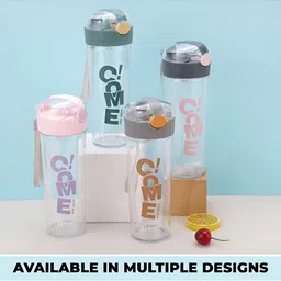 Kuber Industries Transparent & Green Set of 4 Plastic Printed Water Bottle image 4