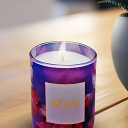 Kookee Purple & White Abstract Printed Lead Free Wick Scented Jar Candle-picture-44