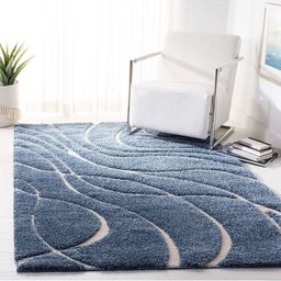 IMRA CARPET Blue Striped Shaggy Carpet-picture-2