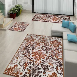 Athom Trendz White & Red Premium Anti-Slip Printed Doormat With Runner & Carpet Set-picture-40