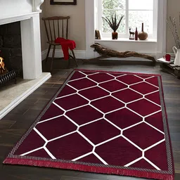 Sparrow world Maroon & White Geometric Living Room Carpet-picture-13