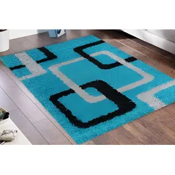 Shopgallery Blue & Black Geometric Printed Anti Skid Carpet image 5