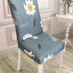HOUSE OF QUIRK Grey & White 2 Pieces Printed Durable Chair Covers-picture-25