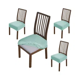 HOKIPO Green 4 Pieces Self Design Jacquard Comfortable Chair Covers-image-67