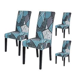HOUSE OF QUIRK 4-Pcs Blue & Grey Printed Chair Covers-picture-28