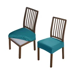 HOKIPO 2 Pieces Blue Self Design Comfortable Chair Covers-image-19