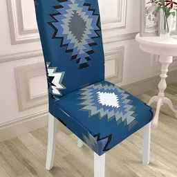HOUSE OF QUIRK Blue 6 Pieces Printed Stretch Removable Chair Covers-picture-44