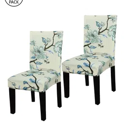 HOUSE OF QUIRK Set Of 2 Beige Floral Print Stretchable Chair Cover image 3