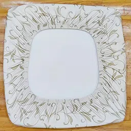 STITCHNEST White & Beige Set of 4 Printed Chair Cover image 3