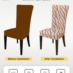 Nendle  Set Of 6 Camel Brown Printed Chair Covers image 5