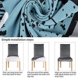 HOUSE OF QUIRK Blue & Grey 2 Pieces Printed Durable Chair Covers image 4