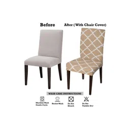 Dakshya Industries Beige 4 Pieces Printed Stretchable Chair Covers image 2