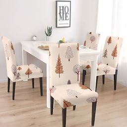 Aura Beige & Maroon 4Pcs Printed Stretchable Chair Covers-picture-12