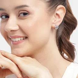 Carlton London Rhodium Plated with CZ Circular Fancy Hoop Earring image 5
