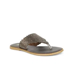 Bata Women Blue Textured Open Toe Flats with Laser Cuts image 1