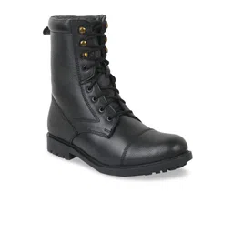 XHUGOY Men Black Textured Leather Derbys-picture-10