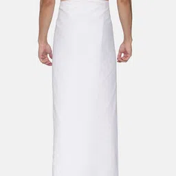 Sethukrishna Men White Solid Cotton Dhoti image 3