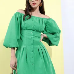 Tokyo Talkies Off-Shoulder Fit And Flared Dress-picture-17